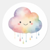 Sticker rond Kawaii Rainbow Cloud (Devant)