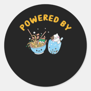 Sticker Rond Kawaii Ramen & Cat Design   Ramen et chat propulsé