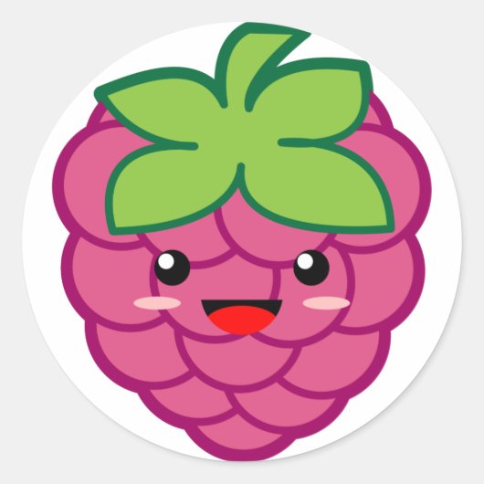 Sticker Rond Kawaii Raspberry (Devant)