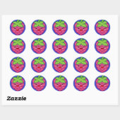 Sticker Rond Kawaii Raspberry (Feuille)