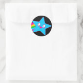 Sticker Rond Kawaii Rave Neon Star Rainbow (Sac)