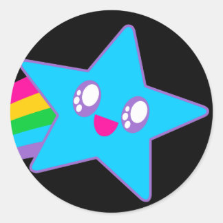 Sticker Rond Kawaii Rave Neon Star Rainbow