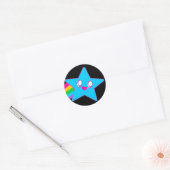 Sticker Rond Kawaii Rave Neon Star Rainbow (Enveloppe)