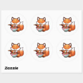 Sticker Rond Kawaii renard ramen (Feuille)