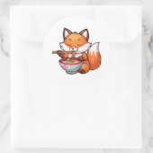 Sticker Rond Kawaii renard ramen (Sac)