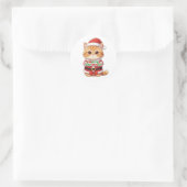 Sticker Rond Kawaii Santa Cat Merry Christmas (Sac)