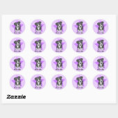 Sticker Rond Kawaii Star Border Collie (Feuille)