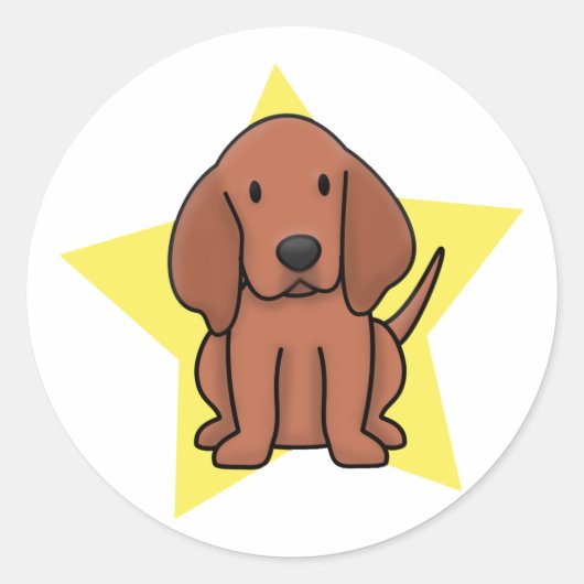 Sticker Rond Kawaii Star Redbone Coonhound (Devant)