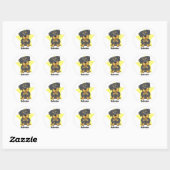 Sticker Rond Kawaii Star Rottweiler (Feuille)