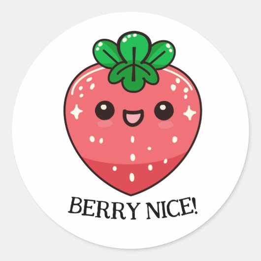 Sticker Rond Kawaii Strawberry Motivation Personalizable (Devant)