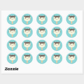 Sticker Rond Kawaii Summer Ice Lolly Popsicle Cat (Feuille)