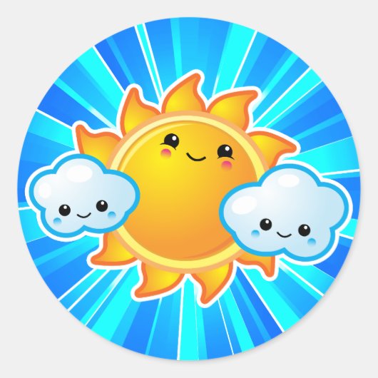 Sticker Rond Kawaii Sunny Day (Devant)