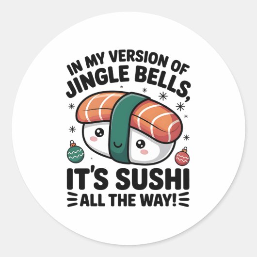 Sticker Rond Kawaii Sushi tout le long (Devant)