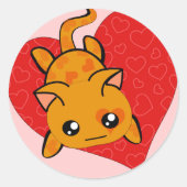 Sticker Rond Kawaii Valentine Kitty (Devant)