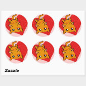 Sticker Rond Kawaii Valentine Kitty (Feuille)