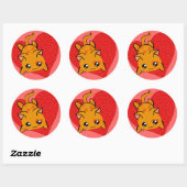 Sticker Rond Kawaii Valentine Kitty (Feuille)