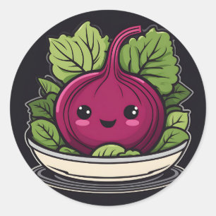 Sticker Rond Kawaii Veggie Salade Beet