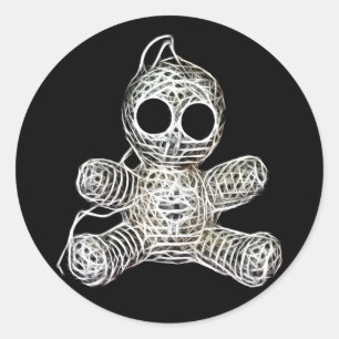 Sticker Rond Kawaii White Voodoo Doll Funny Magic Toy