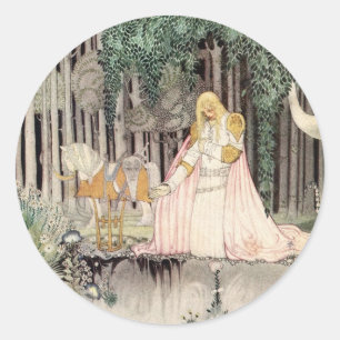 Sticker Rond Kay Nielsen L'image dans le lac Fairy