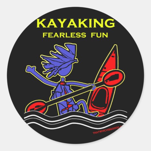 Sticker Rond Kayak Fun sans peur (Devant)