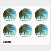 Sticker Rond Kayak jaune sur une plage de sable blanc collant r (Feuille)