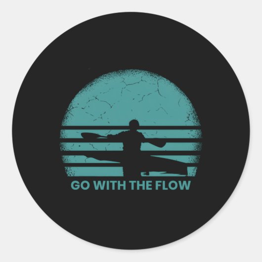 Sticker Rond Kayak River Kayak Kayak (Devant)