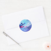 Sticker Rond Kayaker d'eau blanche (Enveloppe)