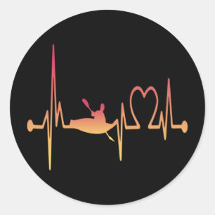 Sticker Rond Kayaking Heartbeat