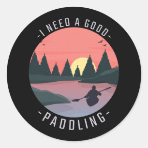 Sticker Rond Kayaking Kayak Paddle