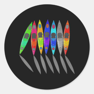 Sticker Rond Kayaks Colorés Pour Extérieur Aventure Kayak