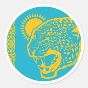 Sticker Rond Kazakhstan léopard des neiges Kazakh