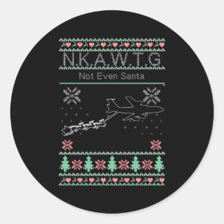 Sticker Rond Kc-135 Nkawtg Même Pas Père Noël