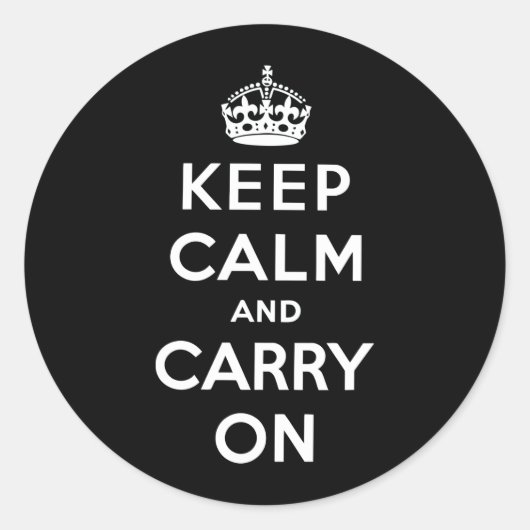 Sticker Rond Keep Calm and Carry (Devant)