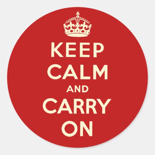 Sticker Rond Keep Calm and Carry (Devant)
