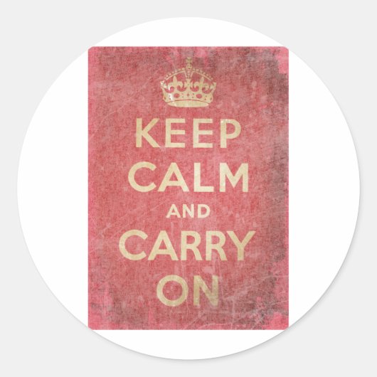 Sticker Rond Keep Calm and Carry (Devant)