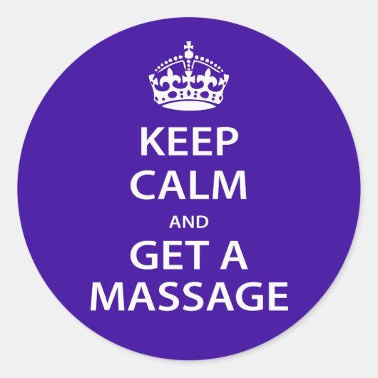 Sticker Rond Keep Calm and Get a massage (Devant)