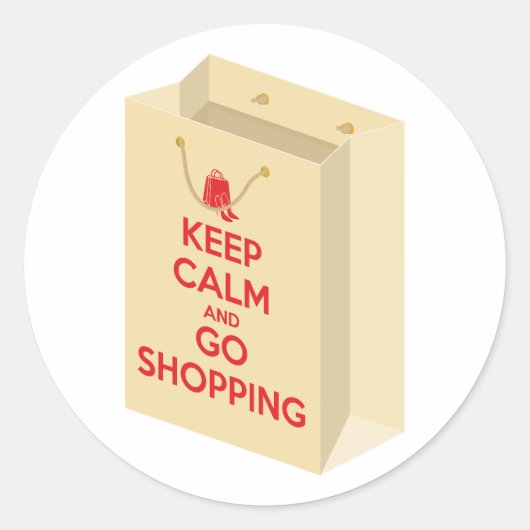 Sticker Rond Keep Calm and Go Shopping (bag1) (Devant)
