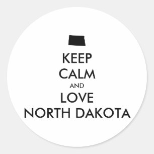 Sticker Rond KEEP CALM et LOVE NORTH DAKOTA