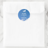 STICKER ROND KEEP CALM ET TRAVEL (Sac)