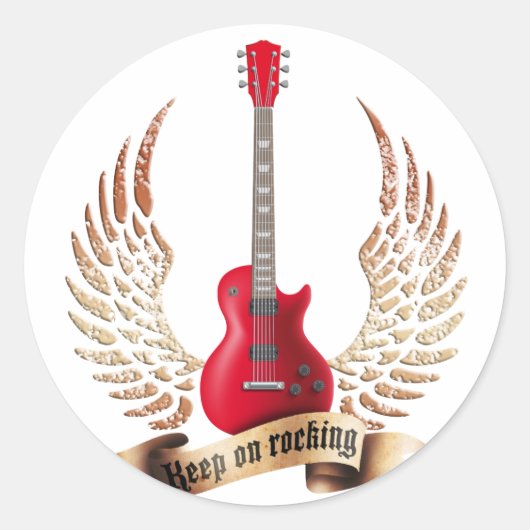 Sticker Rond keep on rocking electric guitar (Devant)