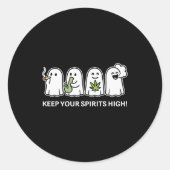 Sticker Rond Keep Your Srits High Ghost Smoking Weed Halloween (Devant)