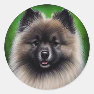 Sticker Rond Keeshond Dog en tenue de jour St. Patrick