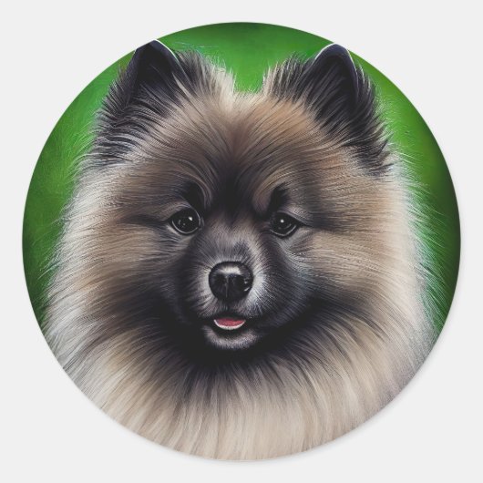 Sticker Rond Keeshond Dog en tenue de jour St. Patrick (Devant)