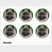 Sticker Rond Keeshond Dog en tenue de jour St. Patrick (Feuille)