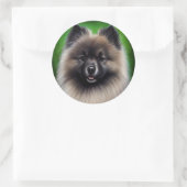 Sticker Rond Keeshond Dog en tenue de jour St. Patrick (Sac)