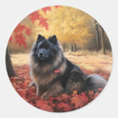 Sticker Rond Keeshony en automne Leaves Fall Inspire (Devant)