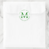 Sticker Rond Kelley Green Monogram Circle Adresse de retour (Sac)