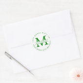 Sticker Rond Kelley Green Monogram Circle Adresse de retour (Enveloppe)