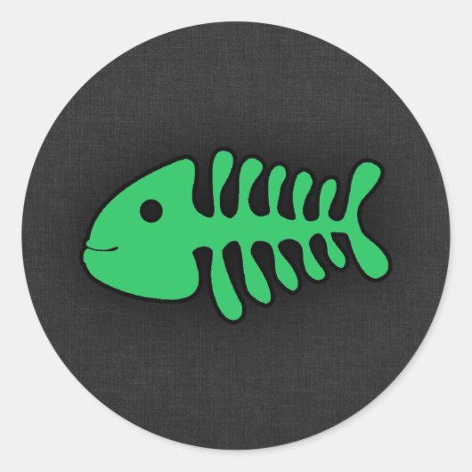 Sticker Rond Kelly Green Fish Bones (Devant)