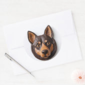Sticker Rond Kelpie Chien australien 3D inspiré (Enveloppe)